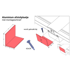 Aluminium hoekplaat met schroef